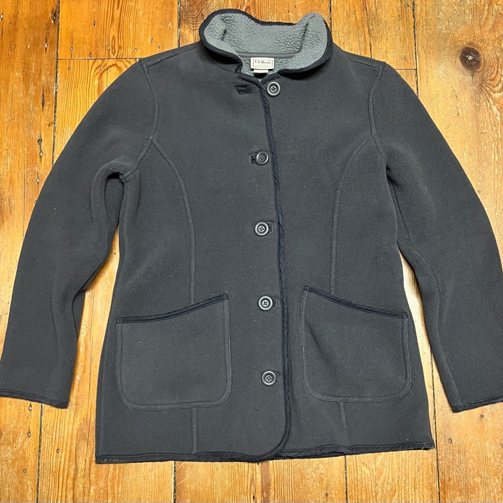 L.L. Bean Women Small Casual Chore-Style Knit Jacket –Button Front, Fleece Lined